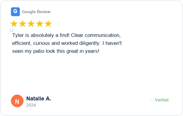 5-star Google review from Natalie A. - clear communication